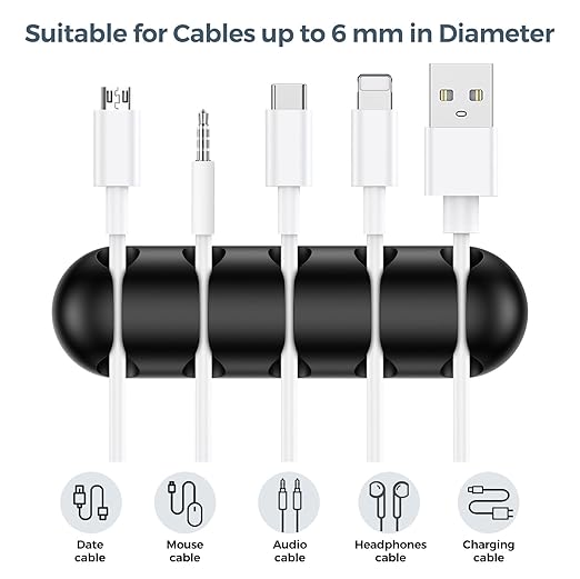 UNBREAKcable Cable Holder Clips, 5 Pack Cord Organizer for Desk, Silicone Adjustable Cord Clip, Adhesive Wire Management for Charging Cable USB Mouse Wire PC Car Office Home Nightstand Wall