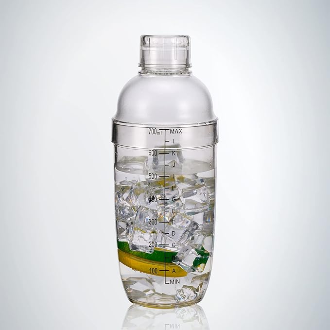 Plastic Cocktail Shaker Set, Cocktail Shaker and Measuring Jigger Set, Drink Shaker for Bartending and Home Bar, Drink Mixed Hand Shaker Tools, 24oz/700cc