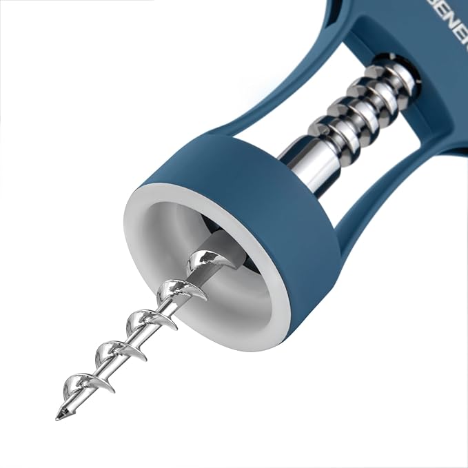 Beneno Wine Opener, Zinc Alloy Premium Wing Corkscrew with Multifunctional Bottles Opener, Sharp Wine Corkscrew with Ergonomic Non-Slip Wing Handle, Blue