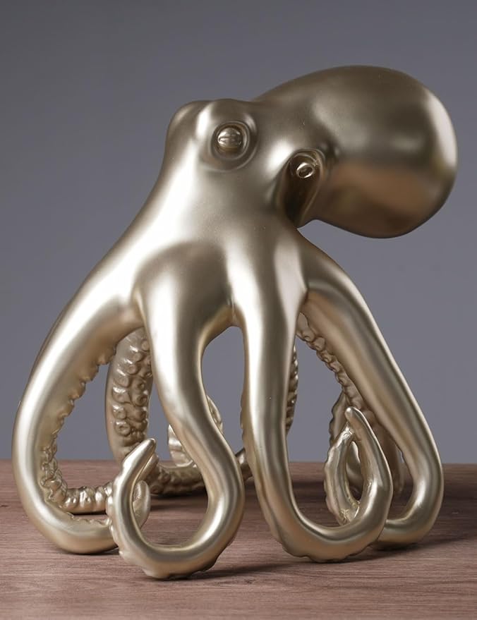 Abstract Sculpture Decor Modern Arts Octopus Figurine Table Centerpiece Statue Polyresin 8.7 inch