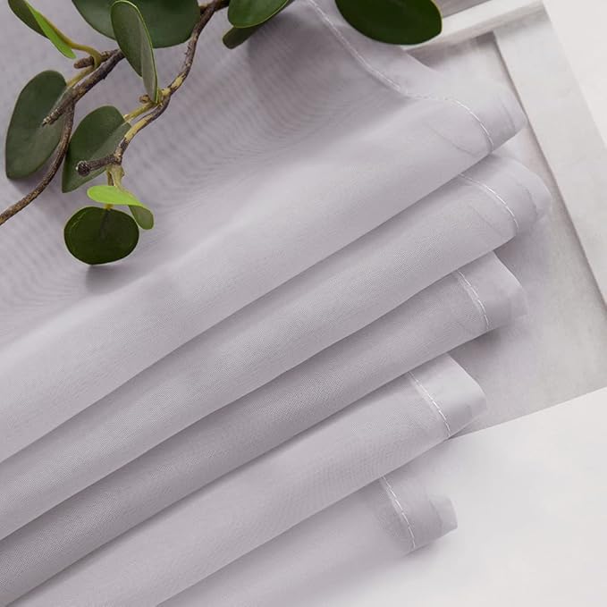 MIULEE 2 Panels Kitchen Tiers Half Window Sheer Curtains Rod Pocket Translucent Voile Drapes for Kitchen Bathroom Small Windows 29 by 36 Inch Greyish Lilac