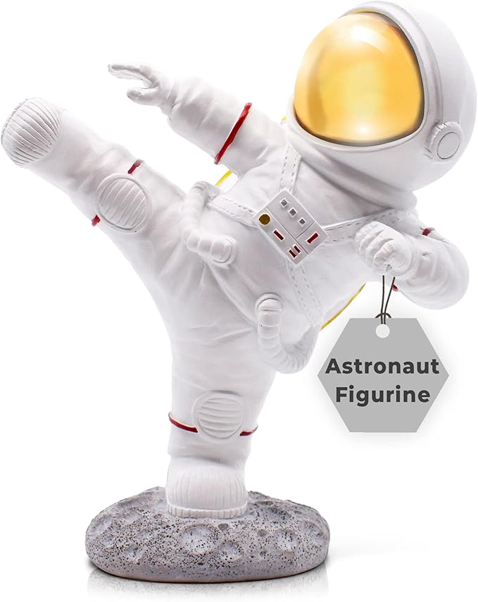 Astronaut Figurine Statue for Desk and Office Decor - Mini Spaceman Figures for Shelf, Gaming, and Men's Room Decorations - Space Gifts and Cool Masculine Home Decor Accessories