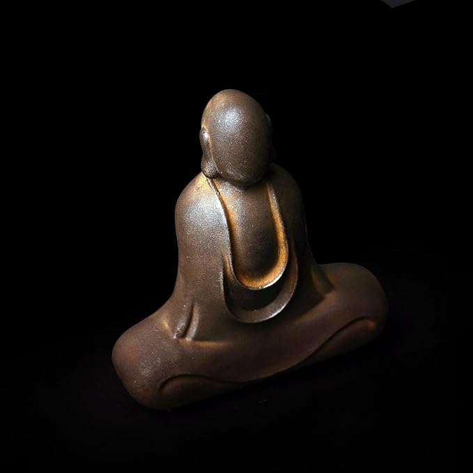 Faceless Buddha Statue - Solid Cast Iron Buddha Figurine, Indoor Outdoor Zen Decor for Spiritual Room Meditation