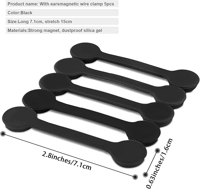 6 Pack Magnetic Twist Ties, Viaky Multicolor Magnet Keeper Bands Winder Wrap Straps Cable Clips Cord Organizer for Earphones/USB Cable/Bookmarks/Keychain/Cable Management