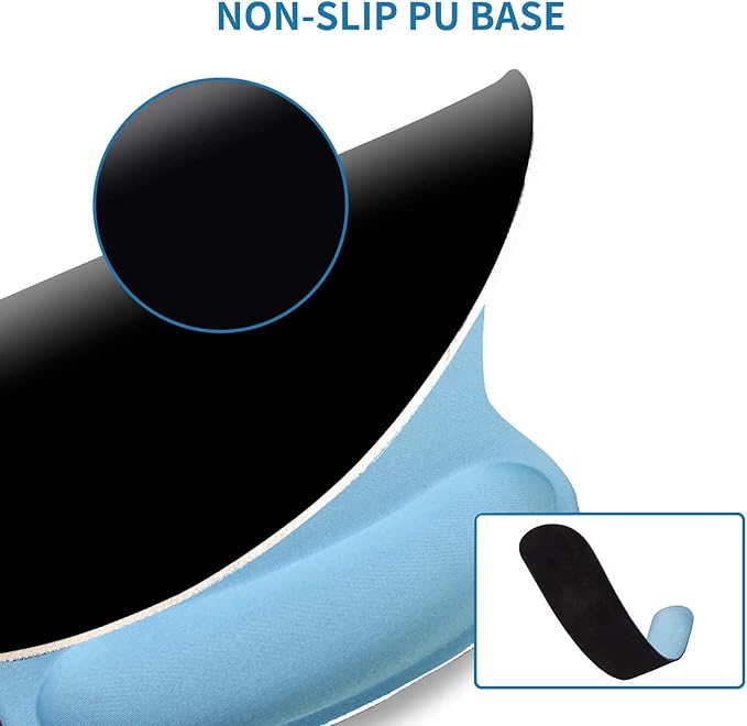 Ergonomic Keyboard Mouse Pad Wrist Rest Support Set for Laptop/Computer/Desktop,Memory Foam Hand Rest Wrist Cushion for Gaming/Office,Lightweight Comfortable & Pain Relief (Blue)