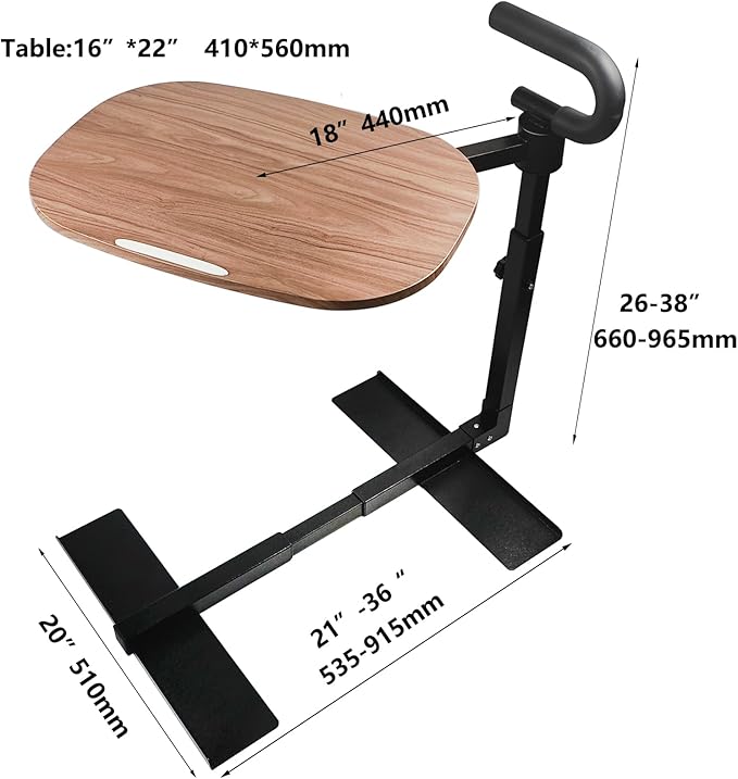 (White 360° Sofa Rotating Table) Auxiliary Standing Tray 360 Degree and Height Adjustable Rotating TV and Laptop Table, Ergonomic Auxiliary Safety Standing Handle