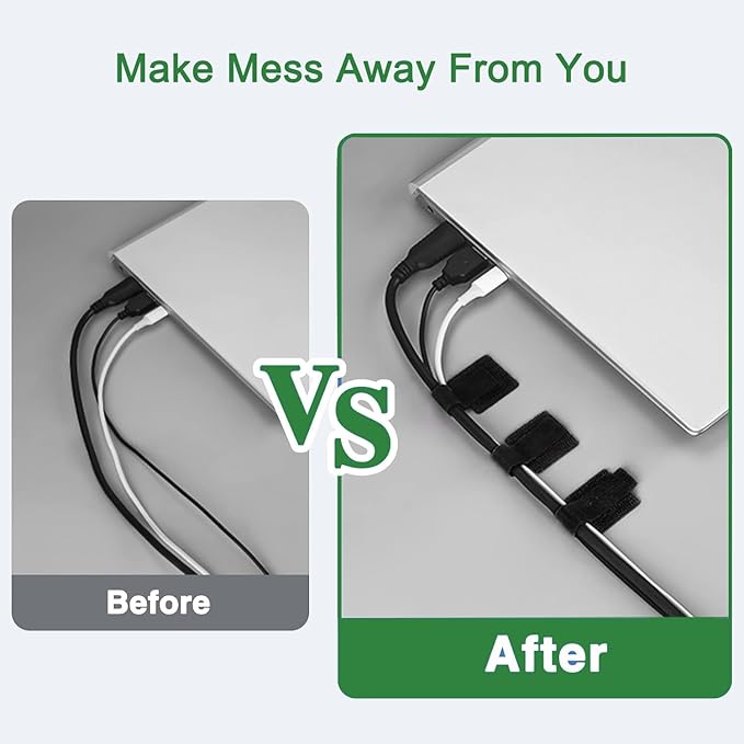 100pcs Hook and Loop Cable Ties, Sticky-Back Cable Straps, Cable Clip,Cord Organizer, Wire Management,Household & Office Essentials (Black)