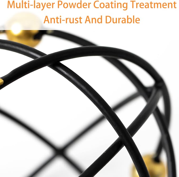 4.5" Modern Geometric Table Decor, Metal Decorative Sphere, Stylish Black Sculpture with Gold Balls, Table Decor Iron Orbs for Home Living Room Bedroom Office