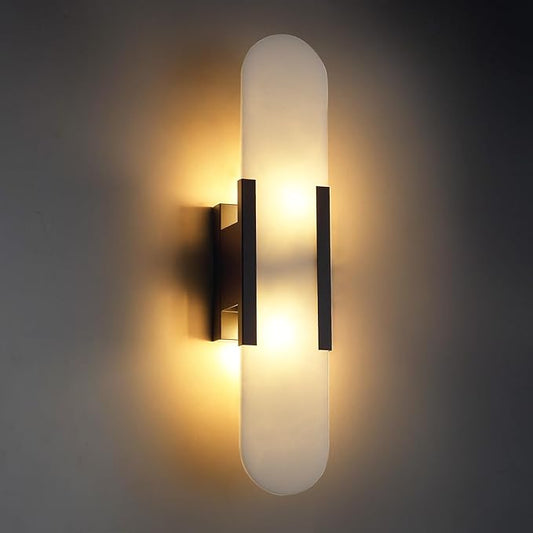Alabaster Wall Sconces, 19.7in Wall Sconce, Natural Marble Wall Sconces Wall Lighting, Wall Light Fixtures for Bedroom Living Room Stairs Vanity Hallway Bedside (Bulb Included)