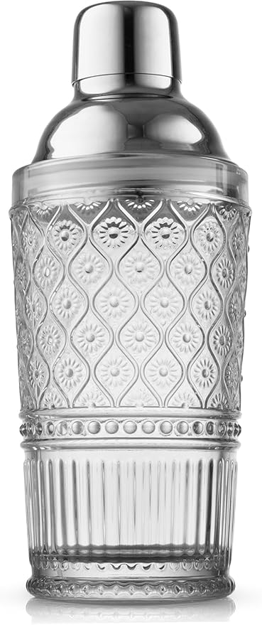 Godinger Cocktail Shaker, Martini Shaker, Glass Cocktail Shaker, Vintage Decor - 17oz, Claro Collection