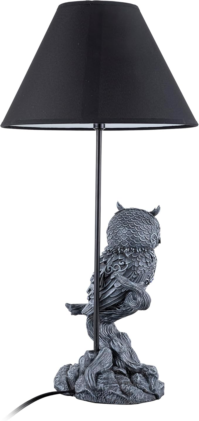 24.5" Wise Owl Table Lamp with Fabric Shade – Rustic Woodland Bedside & Nightstand Light, Farmhouse Animal Home Decor Accent, Nature Inspired Living Room Bedroom End Table Lighting