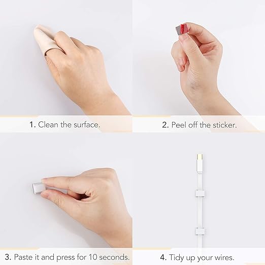 AGPTEK Ethernet Cable Clips, 100 PCS Adhesive Wire Clips, Flat Cord Clips Small Cable Holder Management for Home Wall Flat Ethernet Network Cord Organizer, Decoration Fairy Light Sticky Hooks, White