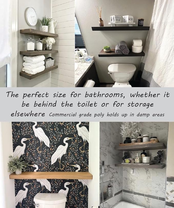 joelsantiques 36 Inch Wooden Floating Shelves for Wall - 36x6x2 in - Made of Natural Wood - Long Heavy Duty Rustic Wall Shelves for Bedroom - Perfect for Living Room, Kitchen - Black