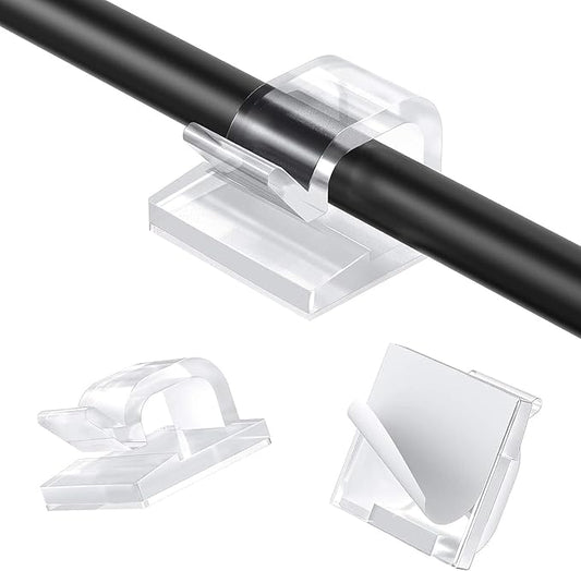 110Pcs Cable Clips with Adhesive Tapes, Wire Holder Organizer Cord Management for Car, Office and Home by AGPTEK - Clear