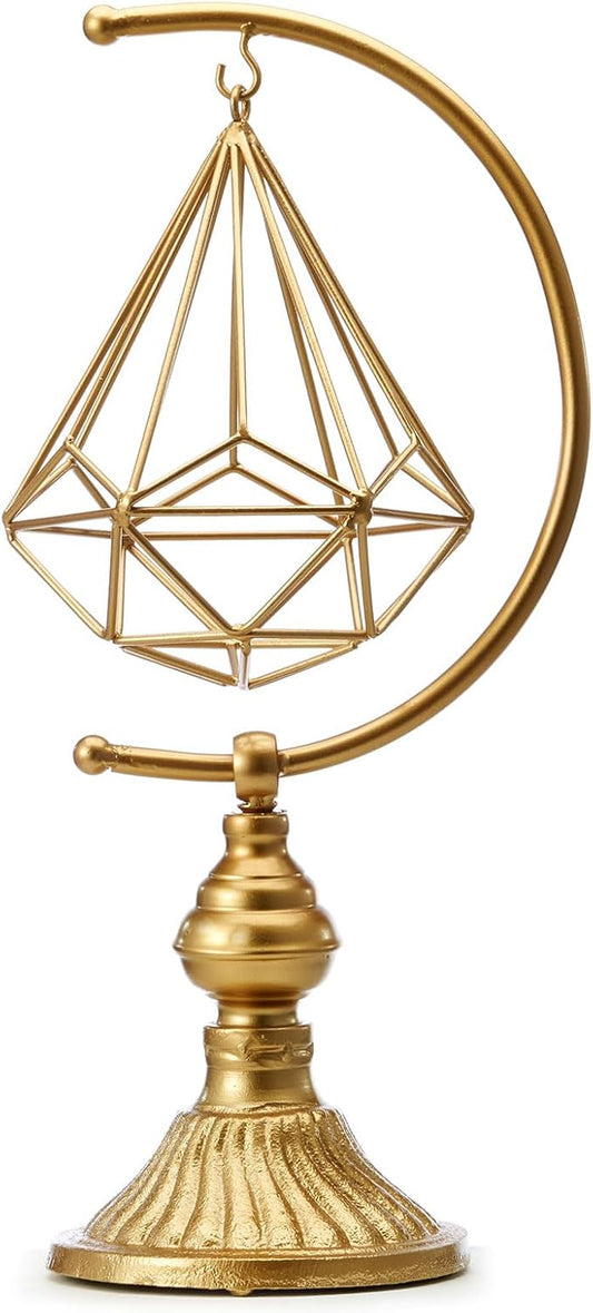 5.6" W x 16.3" H Metal Geometric Abstract Sculpture on Cast Iron Base,Metal Geometric Sculpture Decor Sphere, Tabletop,Living Room,Study,Bedroom,Home Decor