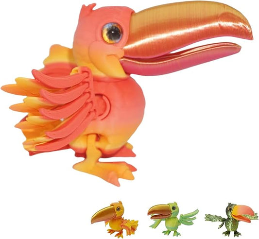 3D Toucan- Articulated Figurine Ornament, Rainforest & Samba Style Animal, Home/Office Decor, Animal Collectible, Multi-Color Options with Bi-Color Gradients