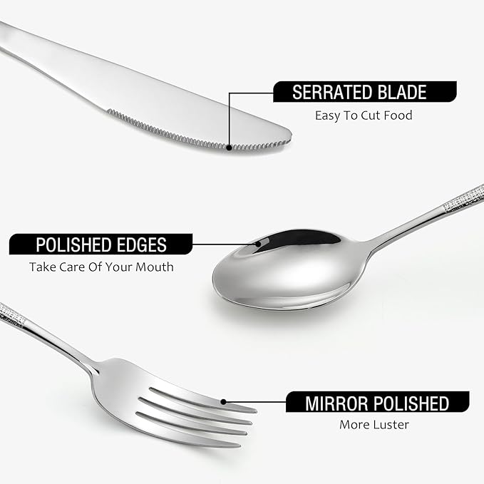 20-Piece Silverware Set Stainless Steel Flatware Set for 4 kitchen Utensils Cutlery Set Includes Knives Forks Spoons For Kitchen Home Hotel