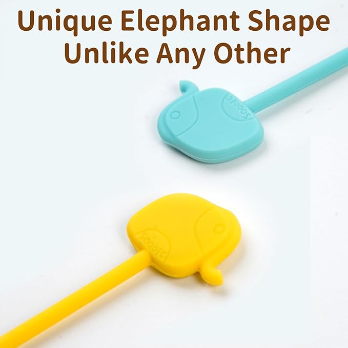 Charming Elephant Magnetic Cable Ties – 24 Pack, Reusable Silicone Cord Organizers for Home & Office, Strong Magnetic Hold, Assorted Colors, Perfect for Cable Organization & Decorative Gift