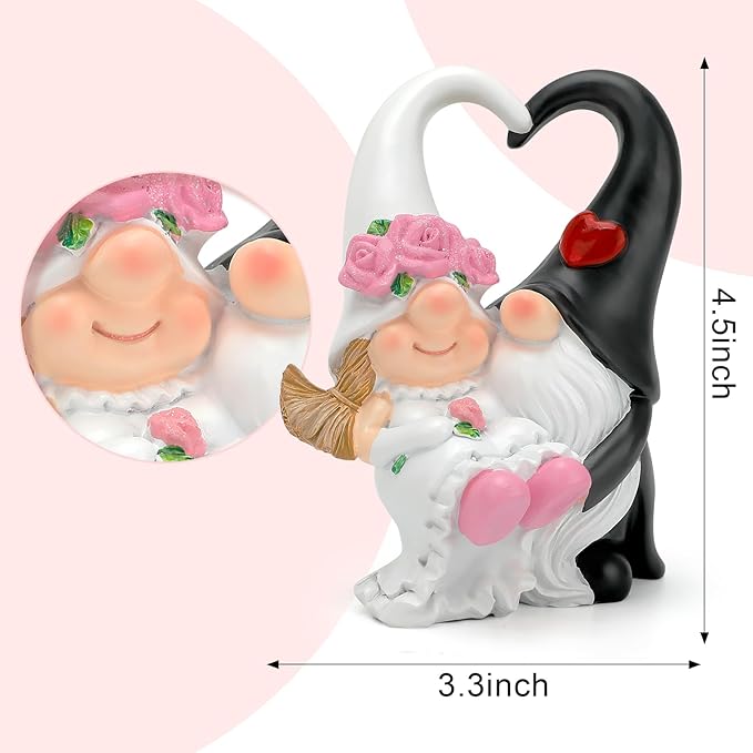 Anniversary Wedding Gifts for Couple - Romantic Wedding Gnomes Decorations, Gifts for Wife Mothers Day Husband Birthday (White)