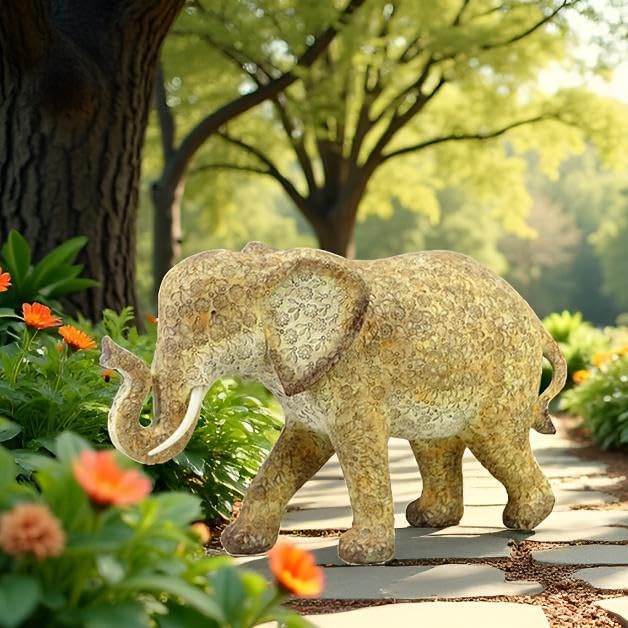 17-inch Resin Elephant Statue - Classic Decorative Sculpture for Home Decor, Living Room & Bookshelf Ornament