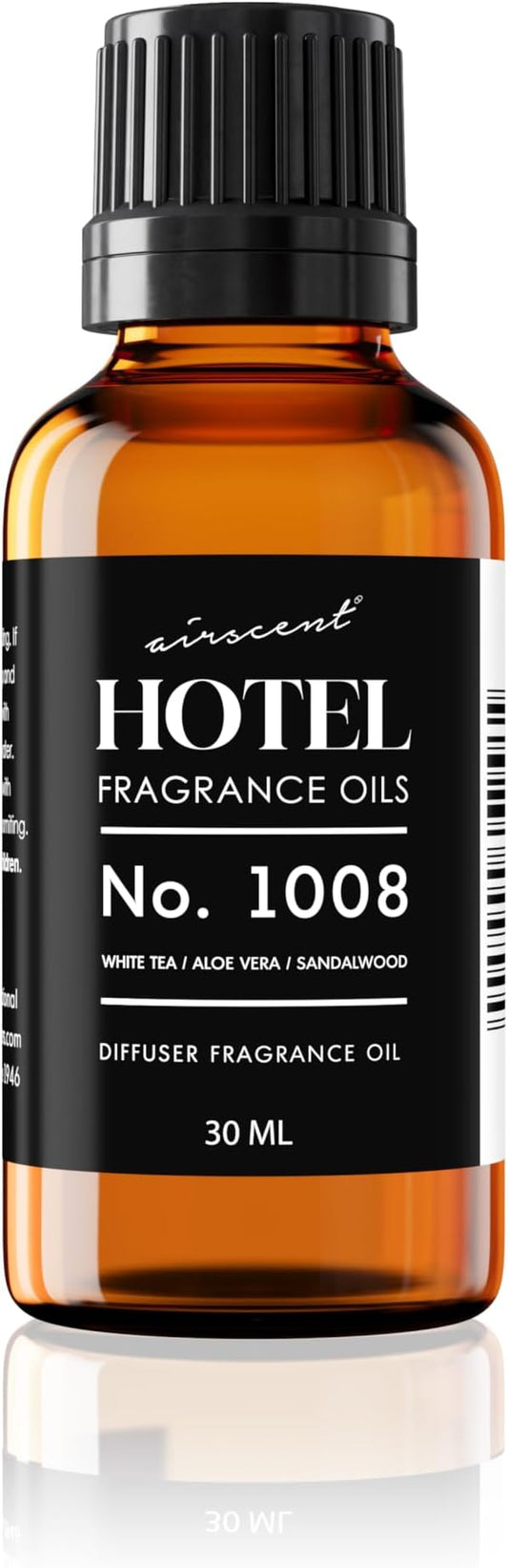 AirScent Hotel Diffuser Oil No. 1008 - White Tea, Aloe Vera & Sandalwood - Hotel Scent Dupe - Premium Fragrance Oil for Ultrasonic and Waterless Diffusers and Crafting - 30 mL, 1 fl oz Bottle