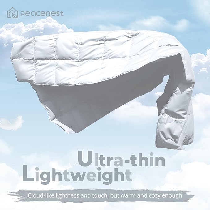 Peace nest Down Throw Blankets for Couch 50x70 Down Blanket for Indoor and Outdoor use Small Soft Lightweight Throw Blanket Bleach White