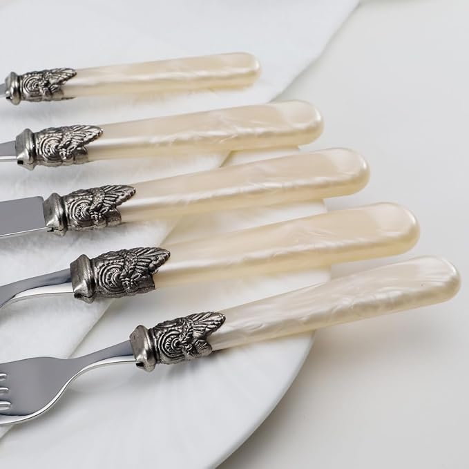 REVERIE Collection 18/10 Stainless Steel Vintage Flatware set,Sliverware set,Dishwasher safe (65, Champagne)