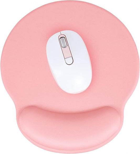 Hsurbtra Ergonomic Mouse Pad with Wrist Rest Support, Gel Mouse Pads with Non-Slip PU Base, Pain Relief Memory Foam Computer Mat, Cute Office Supplies Desk Decro Accessories, Rose Gold