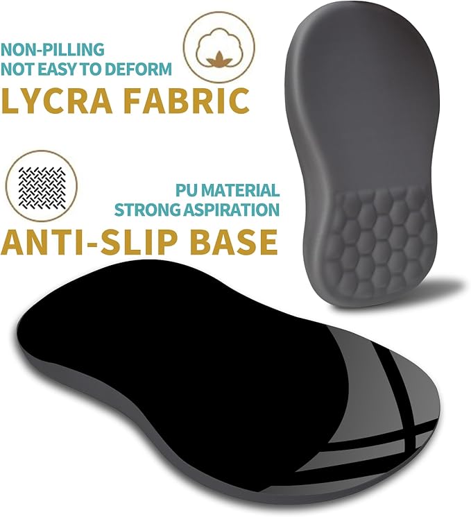 Hokafenle Ergonomic Mouse Pad Wrist Support with Massage Design, Wrist Rest Pain Relief Mousepad with Memory Foam&Non-Slip PU Base, Mouse Pads for Wireless Mouse & Desk (12x8 inch,Light Grey)