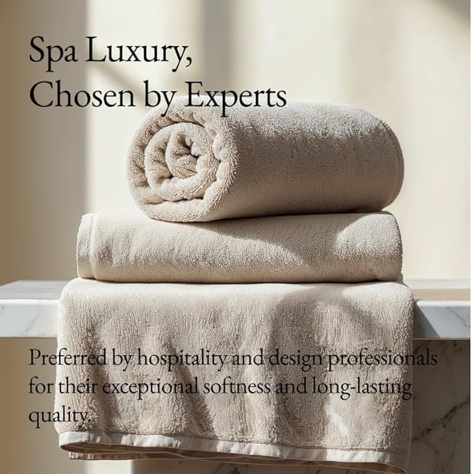 Italic Ultraplush 100% Australian Cotton Towels Standard 6 Piece Set, 2 Bath, 2 Hand, 2 Washcloths, 800GSM Lightweight, Highly Absorbent & Quick Drying Soft Resort Grade Towels (Sand)