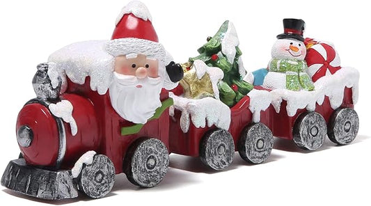 Hodao Christmas Decorations Indoor Home Decor Christmas Small Train Figurines Winter for Table Top Centerpiece Fireplace Decor Cute Christmas Train Decoration Gift (red Train)