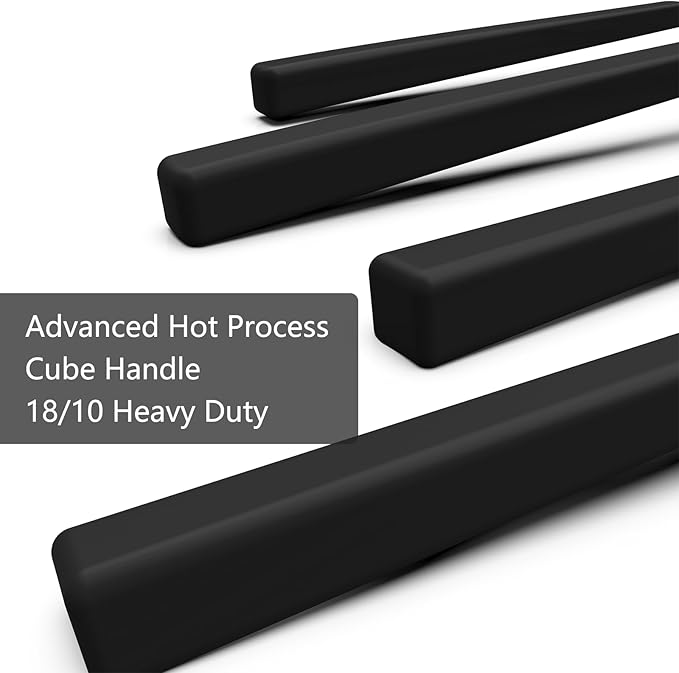 Cubic Matte Black 20-Piece Silverware Set, Forged Stainless Steel Flatware, Matte Finish Modern Cutlery Set, Service for 4, Dishwasher Safe