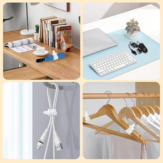 Silicone Zip Ties, Reusable Zip Ties, 20pcs Rubber Cable Ties Straps,Cable Management,Travel Essentials Elastic Fastening Cord Ties Cord Organizer for Office,White Cable Straps 4.5inch (20Pcs White)