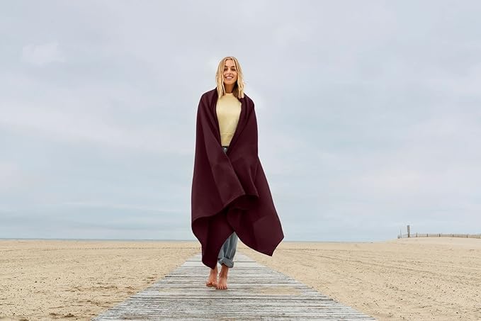 MV Sport Lightweight Sweatshirt Blanket Throw – Warm & Cozy, Breathable Oversized Fleece Knit, Couch, Bed, Travel, Cold Nights, and Outdoors – Soft Light Weight Blanket 54" x 84" Maroon