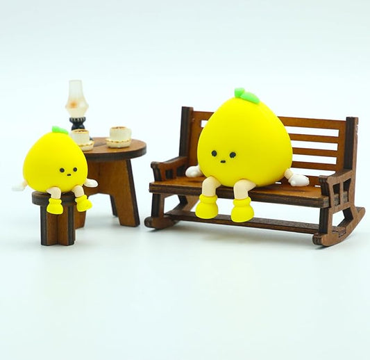 Miniature Pomelo Figurines Statue, Adorable Pomelo Collectibles Mini Sculpture for Shelf Desk and Bedroom Decor, Cute Home Decorations and Gifts (Sitting Posture Pomelo)