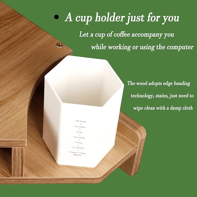 Triangle Monitor Stand Riser, Wooden Triangle Desktop Computer Stand with Office Organization, Walnut Color