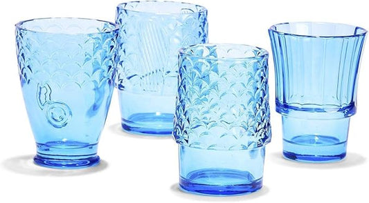 Two's Company Under the Sea Set of 4 Fish Design Drinking Glasses