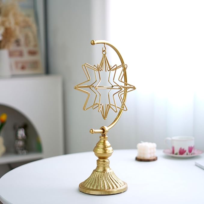 5.6" W x 16.3" H Metal Geometric Abstract Sculpture on Cast Iron Base,Metal Geometric Sculpture Decor Sphere, Tabletop,Living Room,Study,Bedroom,Home Decor