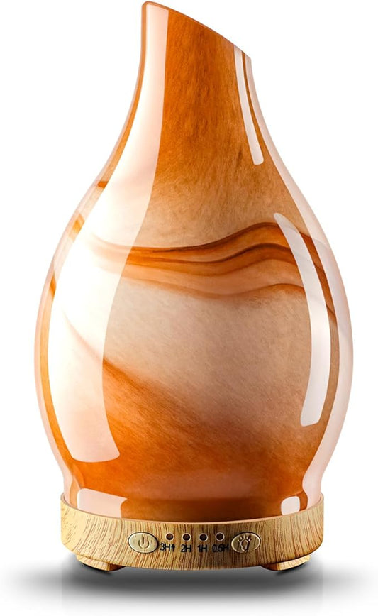 Essential Oil Diffuser, 120 ml Glass Aromatherapy Diffuser with 7 Color Lights, Auto Shut-Off and 4 Timer Settings, Ultrasonic Cool Mist Diffuser for Home Room Office (Dessert)