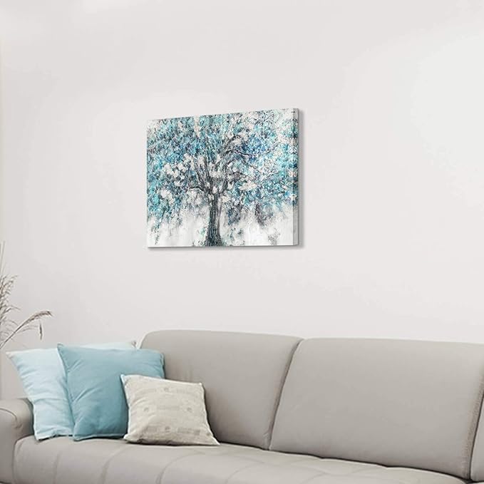 Abstract Tree Canvas Wall Art: Blue Picture Painting Graphic Art Picture t for for Kitchen (24"x18")