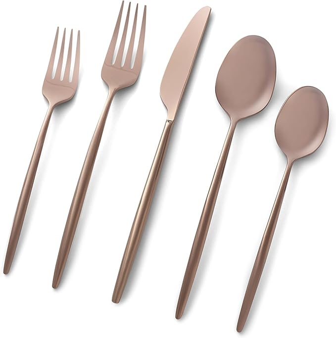 Cambridge 505320CKW12R Gaze Copper Mirror 20 Piece Flatware Set, Service for 4
