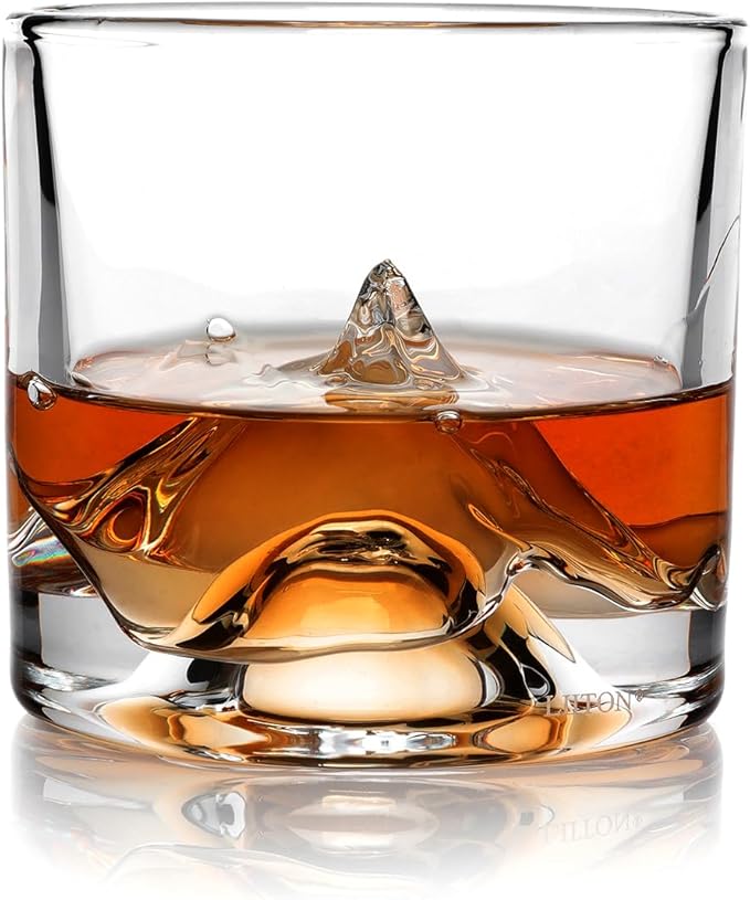 LIITON K2 Nepalese Heavy Crystal Whiskey Glasses Gift Set of 2, Thick Freezable Bourbon Glass 1lb Each, Premium Whiskey Gifts for Men, Frozen Crystal Chills Cocktails, 10 oz
