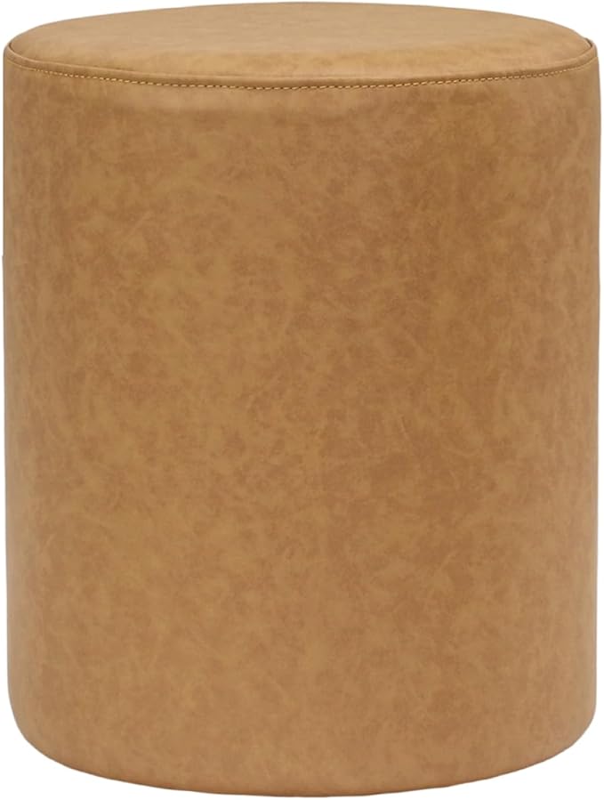 Get Set Style Modern Round Ottoman with Soft Padded Seat, Multifunctional Vanity Stool for Makeup, Upholstered Footrest Stool Ottoman Foot Stool for Living Room, Bedroom