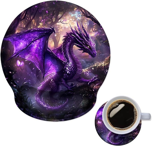 Mouse Pad with Wrist Support, Ergonomic Mouse Pad with Memory Foam Wrist Rest Cushion, Non-Slip Rubber Base Gaming Mice Pad for Home Office Computer Laptop,Dragon