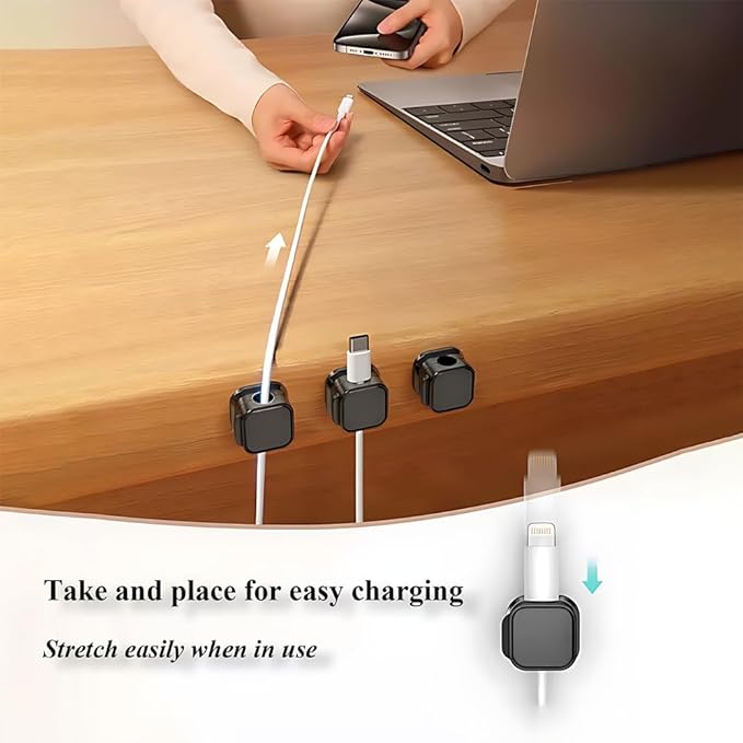 Magnetic Cable Straps, 12-Pack Cord Organizer for Desk - Adhesive Wire Holders for Chargers, Data Cables, Home Office, Car, Under Desk Cable Management (Multiple Colors)