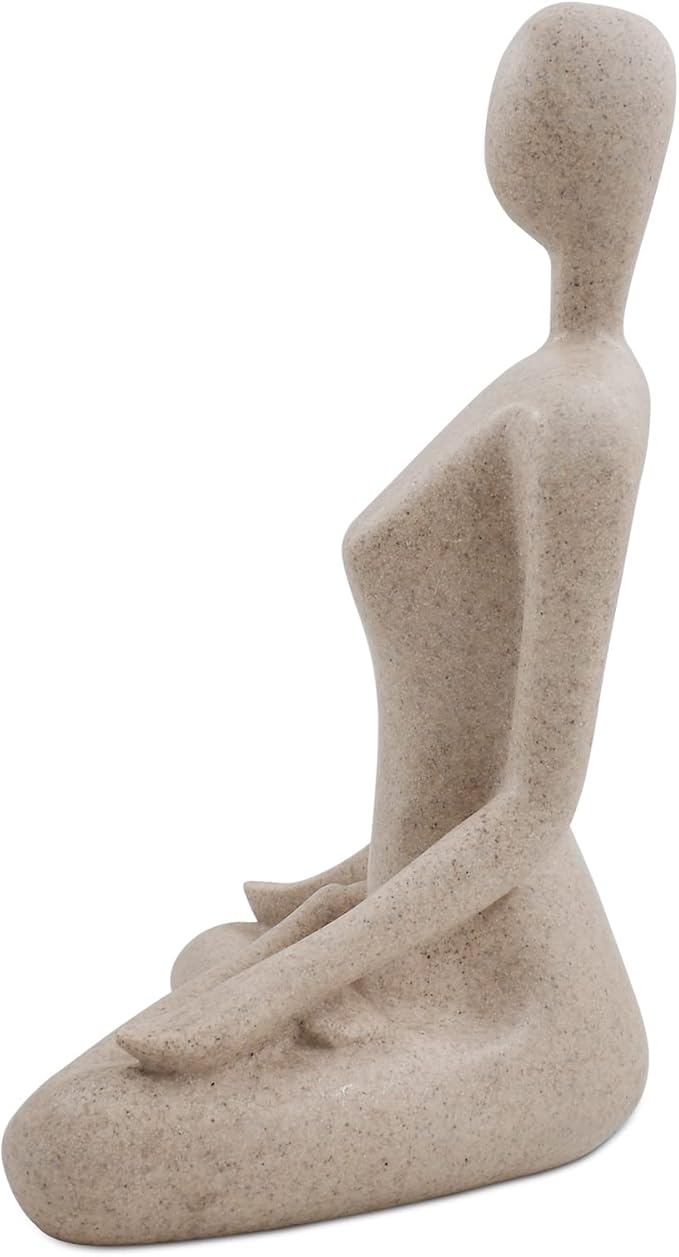 SIMON'S SHOP Yoga Sculpture Modern Accent Figurine for Living Room Workout Space Resin Desk Decor Yogis Statue Padmasana Lotus Posture