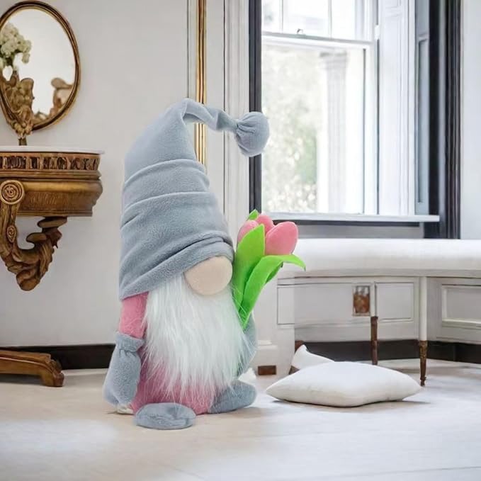 Gnome Plush Decorations Gift, 15 inch Gnome Decorations for Home,Christmas Gnomes Plush for Tiered Tray Decor, Swedish Gnomes Thanksgiving Christmas Decor Table Decoration Home Tabletop Elf Doll,Grey