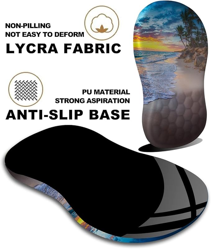 Mouse Pad Wrist Support, Ergonomic Mouse Pad with Massage Dot, Comfortable Computer Mouse Pad for Laptop, Wrist Rest Pain Relief Mousepad with Non-Slip PU Base for Office & Home, 12 x 8 in