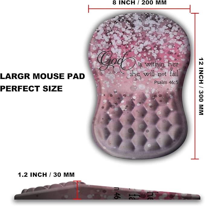 Mouse Pad Wrist Support, Ergonomic Mouse Pad with Massage Dot, Comfortable Computer Mouse Pad for Laptop, Wrist Rest Pain Relief Mousepad with Non-Slip PU Base for Office & Home, 12 x 8 in