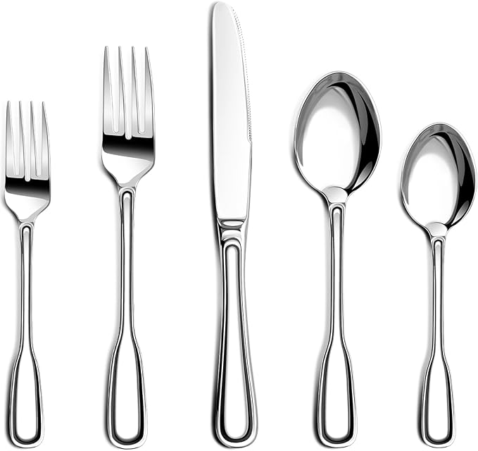 Silverware Set For 12, 60 Piece Flatware Cutlery Set With Ergonomic Wide Handles, Mirror Polished Stainless Steel Utensils Set For Kitchen, Dishwasher Safe For Home, Restaurant, Party